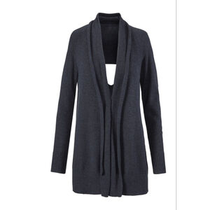 Women's CAbi Victoria Sweater Cardigan Navy Shawl Collar Open Back #3360 Size M